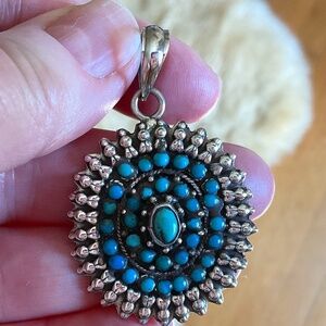 NWOT Sterling Silver 925 Turquoise Oval Large Pendant